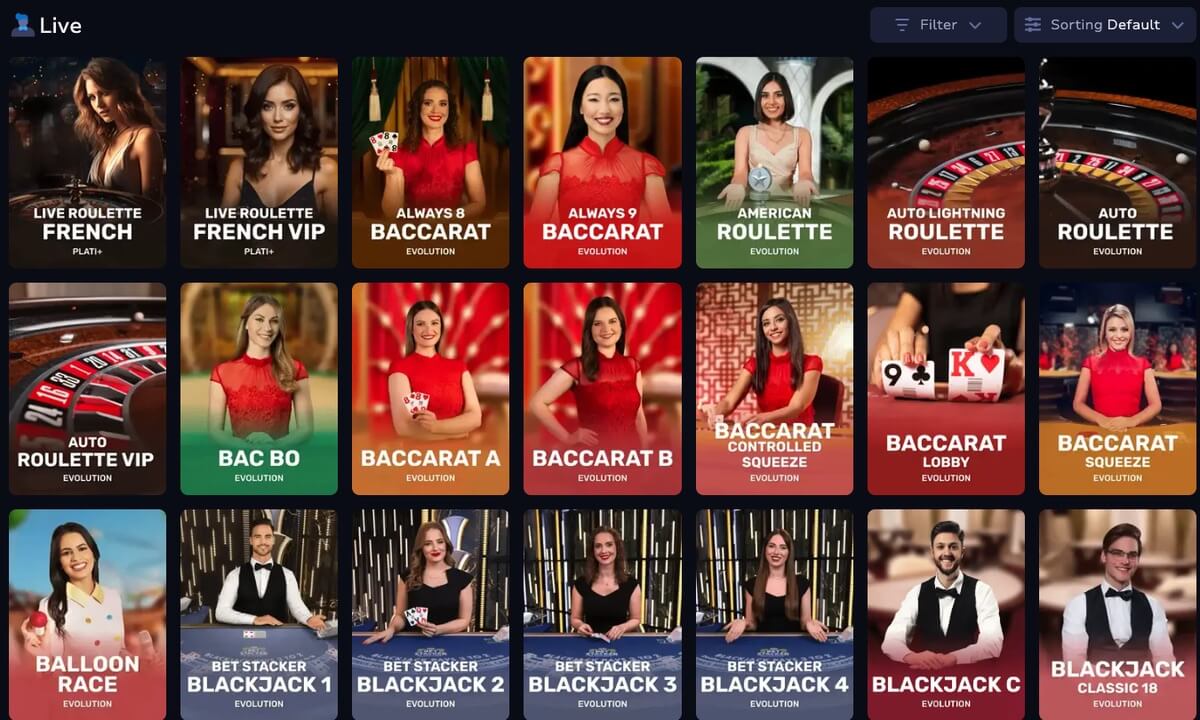 7Bit Casino live dealer lobby showing blackjack, roulette, and Mega Wheel