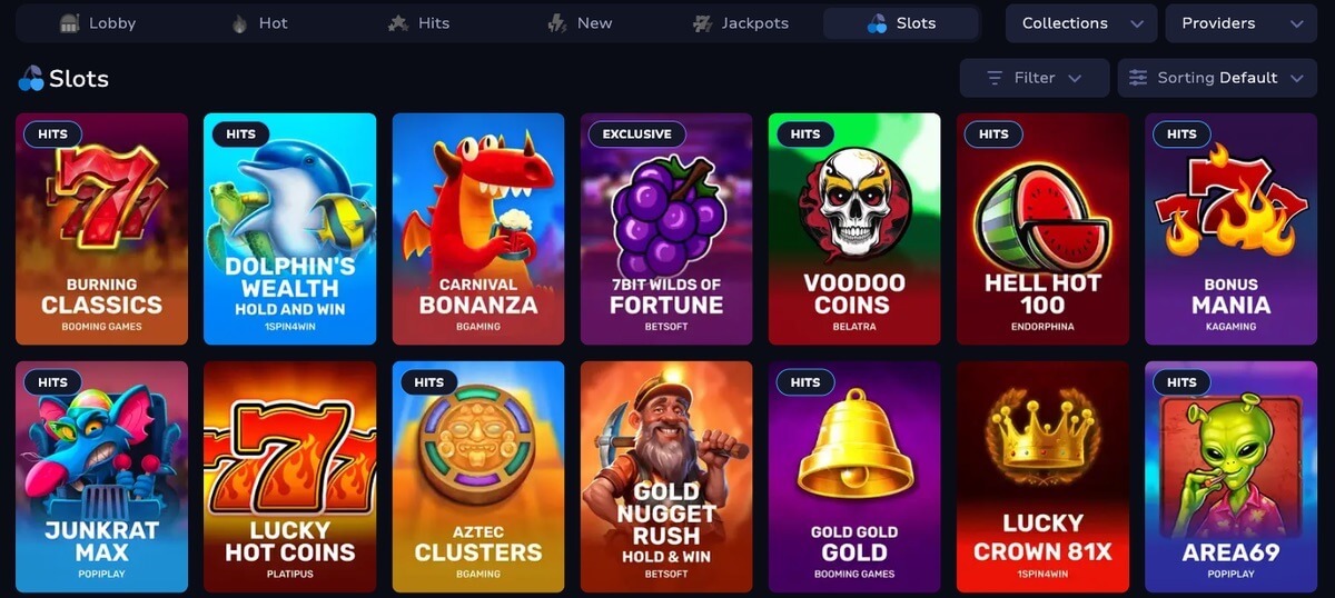 7Bit Casino homepage showing game categories and welcome offer