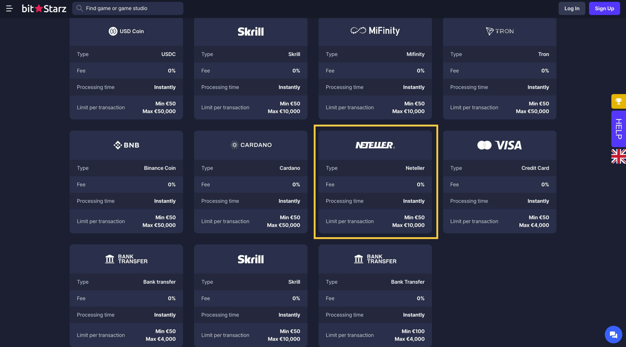 Bitstarz Casino withdrawal screen showing Neteller