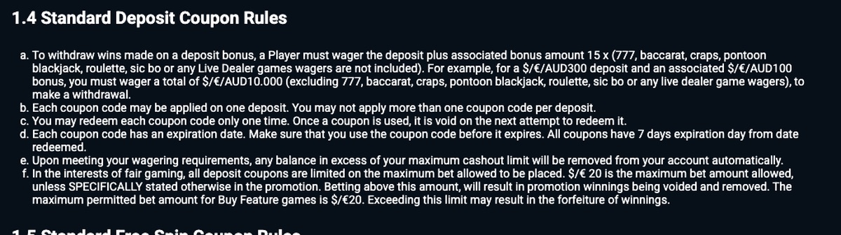 Brango Casino bonus terms showing wagering requirements