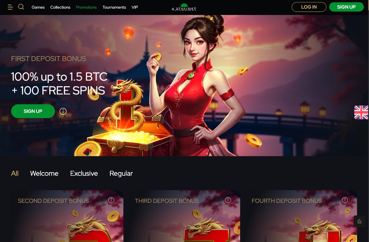 Katsubet Casino welcome bonus showing the four-deposit match offer