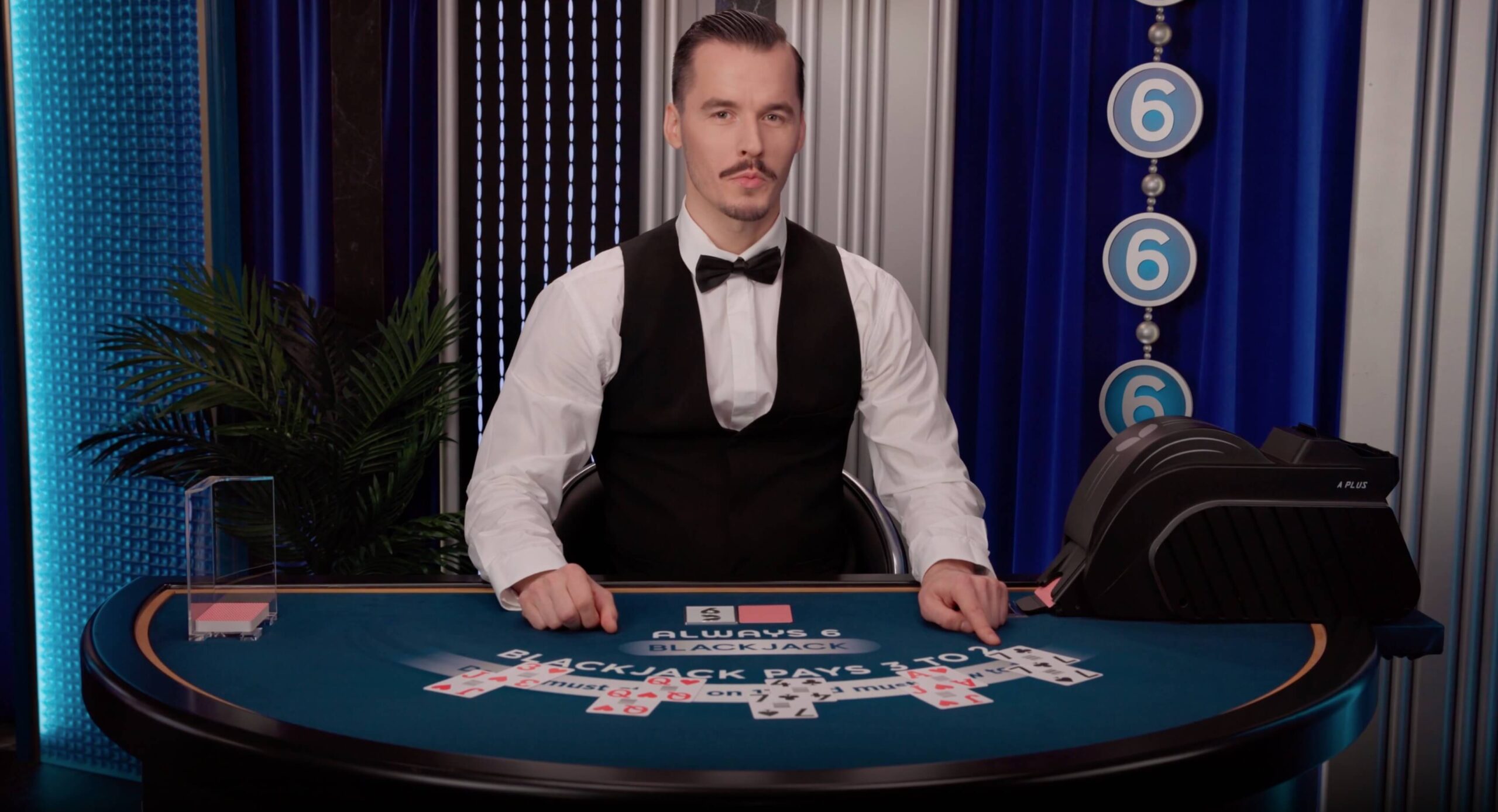 Live dealer blackjack table with real dealer and HD video stream